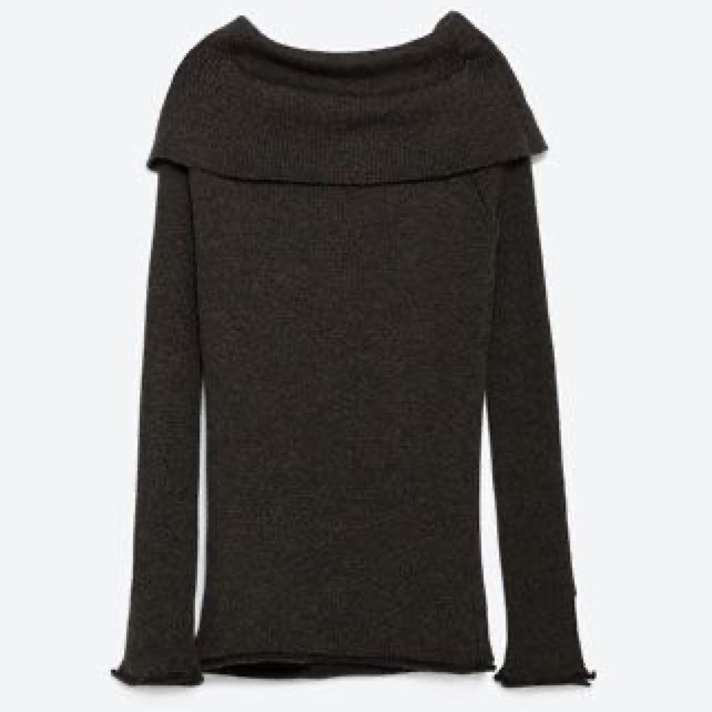 NWOT Zara Dark Green Off the Shoulder  Sweater